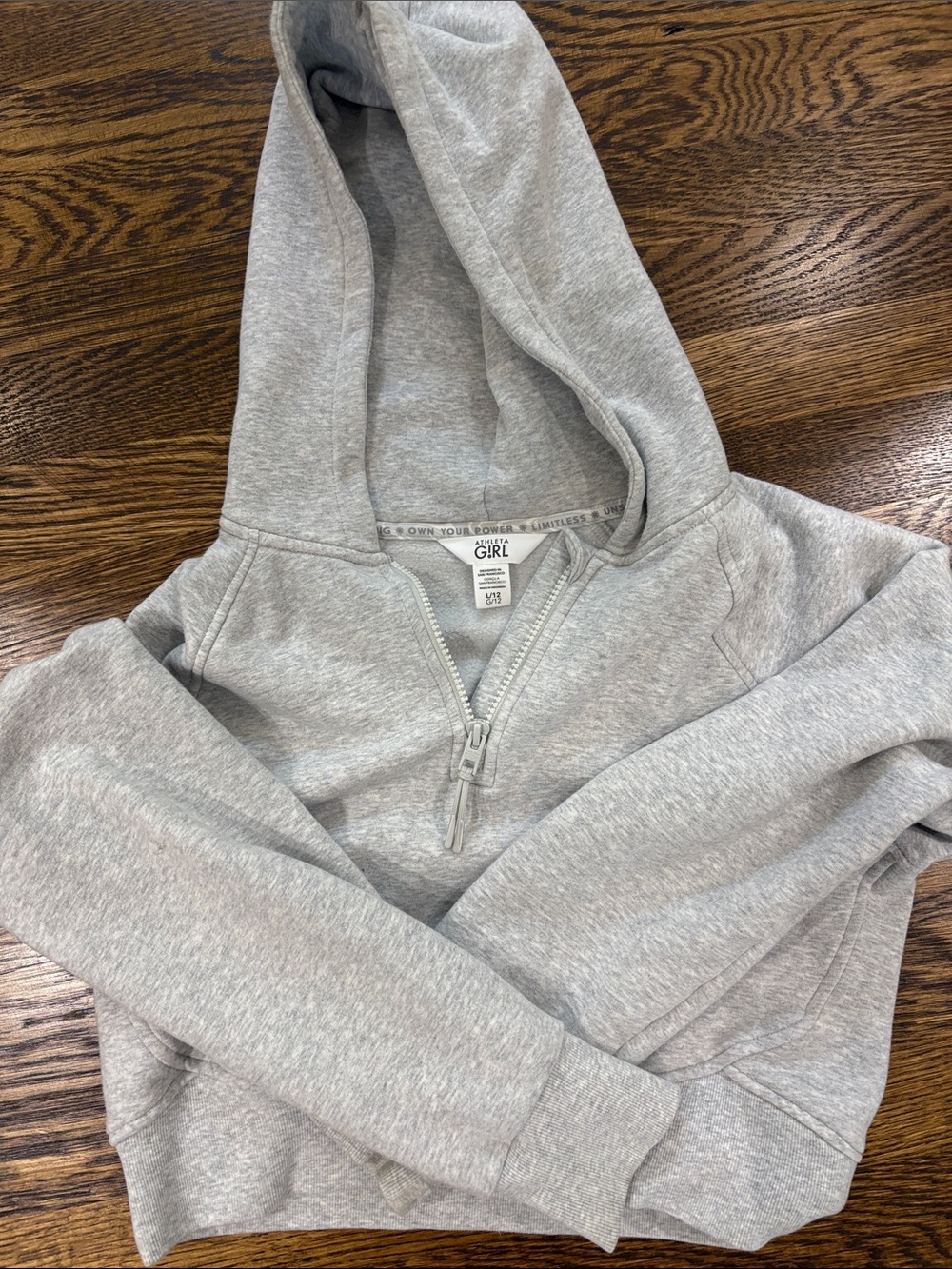 Athleta Girl Heather Gray Zip-Up Hoodie